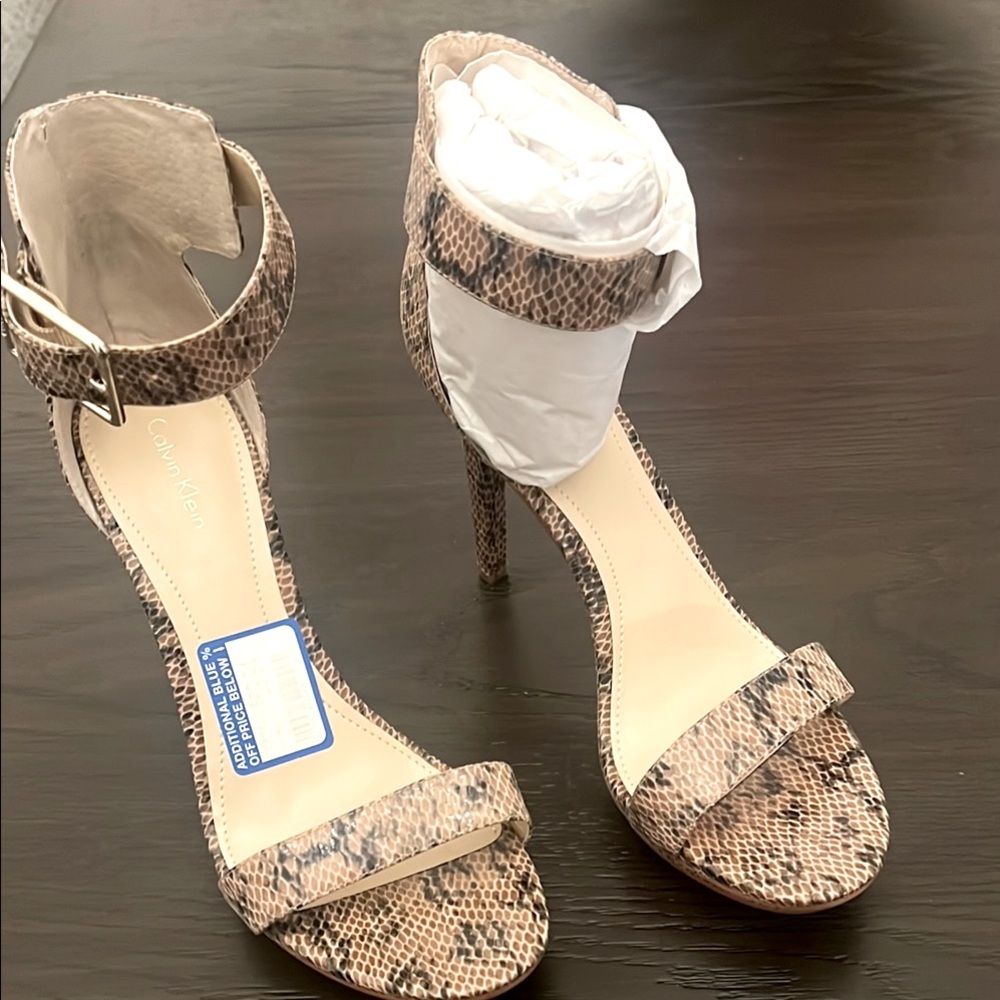 Calvin Klein Brown Stiletto Heels with Ankle Strap
